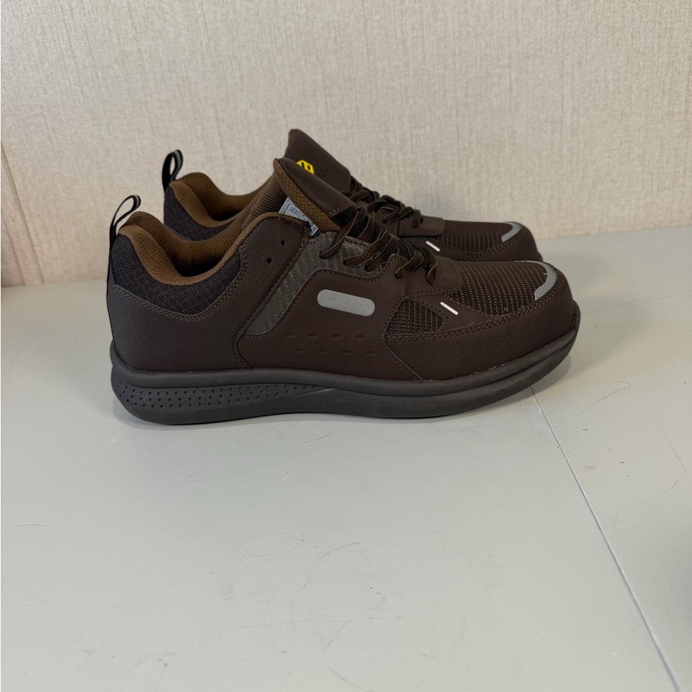 FitVille Mens Composite Toe Safety Shoes Slip Resistant Work Shoes size 9EW Nwob
